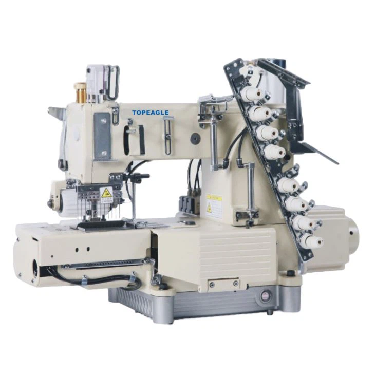 TMN-4412P-UTC-D 12 needle,  direct-drive, cylinder bed, double chain stitch machine for attaching pre-closed elastic with pneumatic thread trimmer available on TradeMSME India Supplier Marketplace